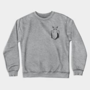 Pocket Russian Blue Kitty Crewneck Sweatshirt